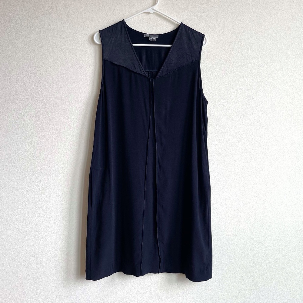 Vince Navy Blue Sleeveless Shift Dress Size XL
